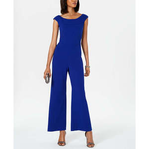 Tuta Intera da Donna a Gamba Larga Blu Medio Taglia 16 con Decorazione Stampa Paillettes - Product Image 1