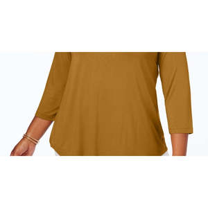 Camicetta e camicia eleganti da donna JM Collection, taglia 1X, gialla, scollo rotondo, taglie forti - Product Image 3