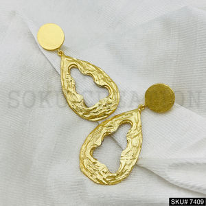 Designer Handmade Gold Plated <b>Drop</b> and Dangle <b>Earrings</b> Stylish SKU7409 <b>Fashion</b> Accessory - Product Image 2