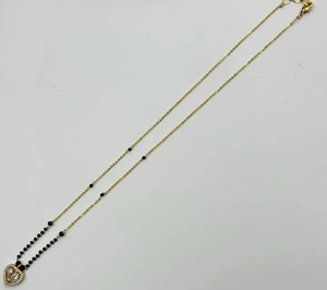 Colgante Mangalstra de Plata 925 con Cuentas Negras en Forma de Corazón y Hermosos Diamantes - Product Image 2