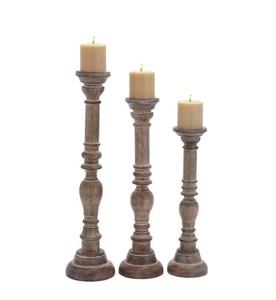 Ensemble de bougeoirs 3 pièces de meilleure qualité Design en bois de couleur naturelle pour la maison Hôtels Restaurants pour cadeaux Offre Spéciale - Product Image 5