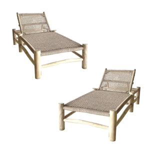 Grand lit de soleil moderne minimaliste en rotin écologique avec structure en teck, imperméable, de luxe, pour hôtel, mobilier d'extérieur, prix de gros - Product Image 4