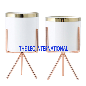 Fer Métal Forme Unique Noir Fini Jardinière Ensembles de 2 Fantaisie Style De Luxe À La Main Utilisé Maison Jardin Décoration - Product Image 2