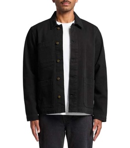 Chaqueta de Trabajo Vintage para Hombre, Color Negro, Cuello Alto, Bordada, con Cremallera, Estilo Casual Urbano, Ligera, para Uso en Exteriores - Product Image 4
