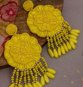 Pendientes de Tela Bordada y Cuentas, Pendientes Personalizados con Múltiples Cuentas, Joyería Festiva para Mujer al Mejor Precio - Product Image 2