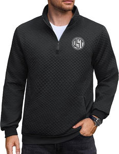 Top Classé Hommes 2025 Tendance Regular Fit Hoodie Meilleure Qualité Matériel Conception Personnalisée 1/4 Quarter Zip Brodé Uni Teint - Product Image 4