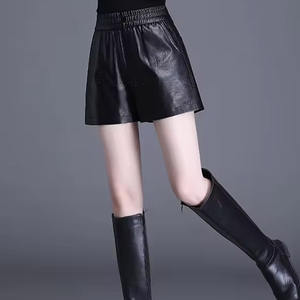 Loose Fit <b>Elastic</b> <b>Waist</b> Wholesale Women Leather <b>Shorts</b> Customized <b>Plus</b> <b>Size</b> Women Leather <b>Shorts</b> for Casual Use - Product Image 4