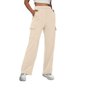 Pantalones de chándal holgados de cintura alta para mujer 2025, pantalones de chándal de pierna ancha con forro polar Y2K para correr, cintura elástica, bolsillos planos delanteros para invierno - Product Image 5
