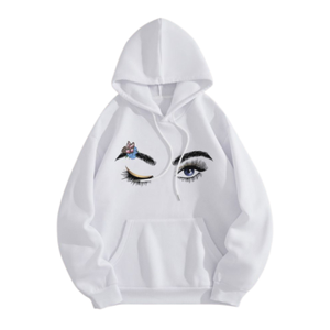 Suéter Informal con Capucha de Punto, Estilo Hip Hop, Inspirado en la Moda Urbana, para Niñas, de Spandex/Algodón, con Bordado y Estampado Moderno para Invierno - Product Image 1