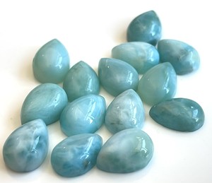 ลาริมาร์ลูกแพร์ธรรมชาติ7x10มม. Cabochon แบนหลัง-หลวม Larimar Pear Cabochon - Product Image 2