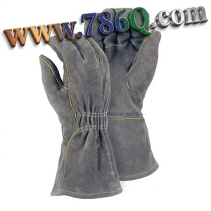 Gants de soudage en cuir fendu gant de soudeur en cuir résistant à la flamme avec poignet élastique cousu - Product Image 1