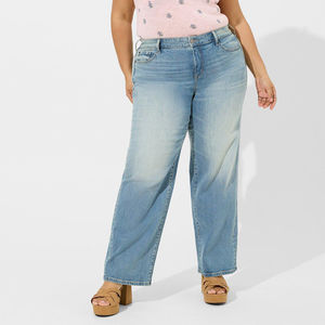 Jeans baggy à jambes larges en denim à taille haute avec logo personnalisé de la tannerie du Pakistan, étiquette privée, respirant, lavage, grande taille, pantalon pour femmes - Product Image 2