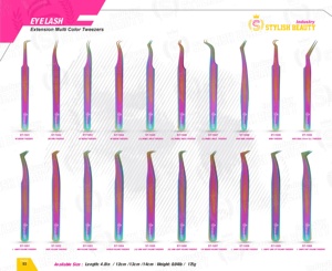 Ensemble de pinces à extensions de cils de couleur arc-en-ciel, en acier inoxydable, outils de salon pour cils, faciles à manipuler, cils fins, OEM, étiquette privée - Product Image 6