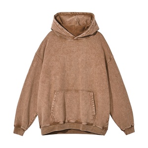 เสื้อฮู้ดดี้ผู้ชายแบบมินิมอลล้างสีสไตล์ลำลองแนวสตรีทแวร์ รุ่น OEM สั่งทำพิเศษ - Product Image 4