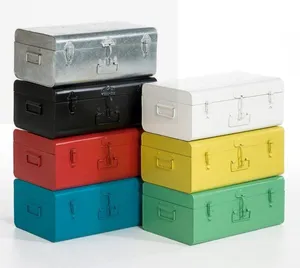 iron Galvanized Colorful Metal Trunk Box/Galvanized iron metal Trunk Box vintage design Wholesale Storage Container boxes
