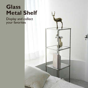 Présentoir en verre à 4 couches avec pieds réglables, style moderne - Product Image 2