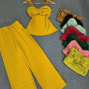 2023 ropa mujer conjunto largo fábrica Natural lavable embalaje personalizado Vietnam fabricante conjunto corto para niña 2 piezas - Product Image 1