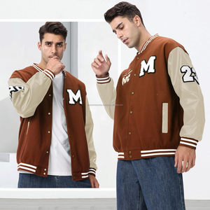 Veste universitaire unisexe de qualité supérieure, personnalisée, en laine, avec manches en cuir, patchwork vintage, respirante et coupe-vent - Product Image 3