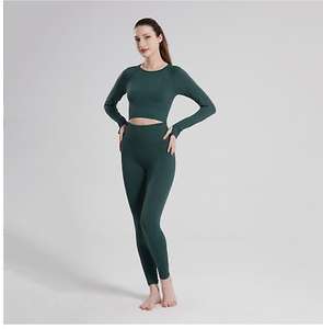 Haut de yoga et ensembles de fitness en spandex à séchage rapide Style solide avec design imprimé Vêtements de sport à séchage rapide - Product Image 3