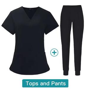 Women's Medical <b>Scrubs</b> Nurse Uniform <b>Top</b> Woven Fabric <b>Scrub</b> Sets for Hospitals OEM Service Available - Product Image 6
