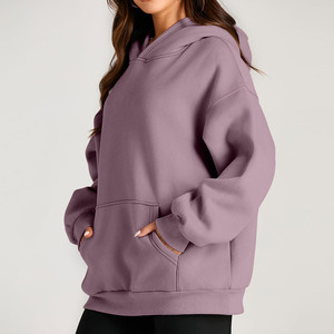 Diseño personalizado Streetwear Color Block Sport Gym 100% algodón polar bordado personalizado pulóver Sudadera con capucha de gran tamaño para mujer - Product Image 2