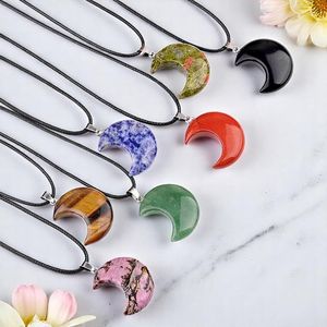 สร้อยคอคริสตัลรูปพระจันทร์เสี้ยวสุดน่ารัก จี้หินควอตซ์ สายชุบเงิน |   เครื่องประดับฮีลลิ่งมูน สไตล์โบโฮ ของขวัญทางจิตวิญญาณสำหรับ - Product Image 1