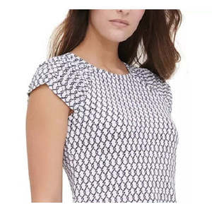 T-shirt da donna Tommy Hilfiger slim fit XS, traspirante, in tessuto, con decorazioni arricciate e stampa, maniche arricciate, bianca - Product Image 2