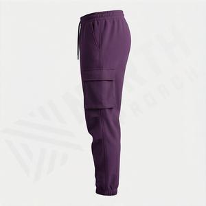 Fashionable Lightweight Long Drawstring Knitted Soft <b>Fabric</b> With Pocket Jogger Casual Cotton Polyester Jogger Pant Men - Product Image 3