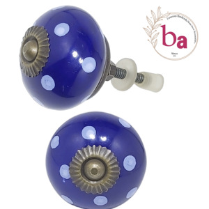 Vente chaude blanc à pois bleu boutons en céramique industriel tiroir armoire poignée tire pour cuisine armoire chambre-CK 558 - Product Image 1
