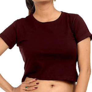 เสื้อครอปท็อปผู้หญิงคุณภาพสูง ผ้าถักระบายอากาศ 100% ผ้าฝ้าย ดีไซน์สั้นลำลอง - Product Image 2