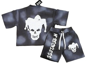 Ensembles de T-shirts pour hommes personnalisés avec broderie de patchs en strass, vêtements d'été respirants, délavés à l'acide, effet soleil et usés - Product Image 2