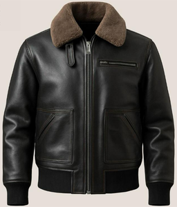 Veste en cuir pour homme sur mesure de qualité supérieure avec col montant, logo sur le devant, couleur/taille personnalisée, veste d'hiver de haute qualité - Product Image 1