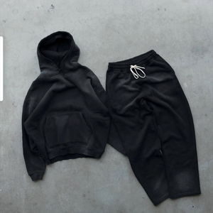 ชุดวอร์มผ้าฝ้าย100% ใส่ได้ทั้งชายและหญิงชุดวอร์มบ็อกซี่แบบสั้นและมีฮู้ด - Product Image 2