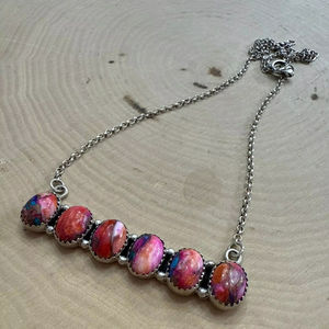 Collier Bar Mojave Rêve Rose Fait à la Main en Argent Sterling avec Rhodium et Plaqué Or Bijoux de Pierres Précieuses - Product Image 1