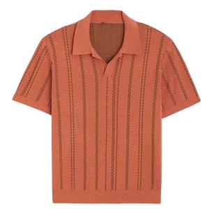 Polos informales de punto para hombre, camisetas ajustadas a la moda de verano a rayas, camisetas de manga corta con cuello vuelto de talla grande - Product Image 1