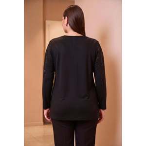 Maglione Dettagliato Taglia Grande Nero - Product Image 5