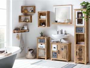 Mueble base de baño de madera moderno para uso en apartamentos Pune - Product Image 2