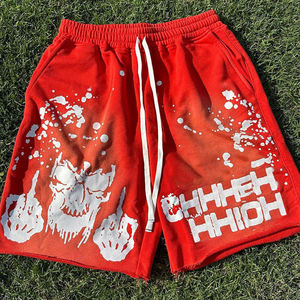 Pantalones cortos de entrenamiento de peso pesado personalizados al por mayor para hombres de felpa francesa unisex de verano con dobladillo estilo Streetwear y lavado ácido - Product Image 5