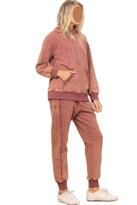 Sudadera con capucha oversize de invierno para mujer, de algodón 100%, con forro, lavado ácido personalizado, estilo vintage, con logotipos serigrafiados en la parte delantera, antiarrugas. - Product Image 4