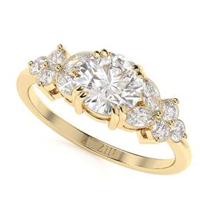 Anillo de Compromiso RITZIN de 2.00CT con Corte Redondo y Estilo Cluster para Mujer, Oro Rosa y Plata, Diseño Bonito - Product Image 1