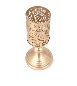 Portavelas de Metal con acabado chapado en oro, soporte de vela de Pilar decorativo para el hogar, mesa de sala de estar, soporte pequeño Vintage moderno - Product Image 6