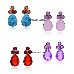 Boucles d'oreilles en pierre d'argent allemande Boucles d'oreilles élégantes pour femmes et filles Bijoux faits à la main Magnifiques boucles d'oreilles en pierre violette pour mariage - Product Image 5