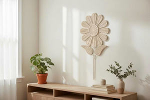 Ensemble de décoration murale en rotin superposé, art mural en osier fait à la main pour le salon, style d'intérieur et décoration bohème - Product Image 2