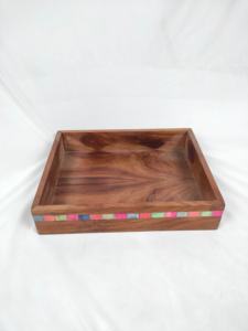 WOOD CRAFTSRound Wooden Plate Food <b>Serving</b> <b>Dishes</b> Tray Acacia Wooden Tray for Restaurant and Home from <b>Indian</b> Exporter handmade - Product Image 2
