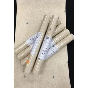 Tan Cream Background with Blue Leaf Faux Texture <b>Wallpaper</b> <b>Rolls</b> Lot of 6 Double Rls #CHP1066 - Product Image 1