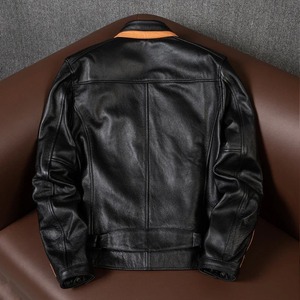 Chaqueta de cuero para hombre de alta calidad, blanca y negra personalizada con cuello levantado y cierre de cremallera, ropa superior al por mayor - Product Image 3