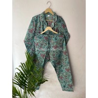 Ensembles de pyjama longs en coton bohème à imprimé floral, faits à la main, confortables, pour femmes, pyjamas de nuit à motif