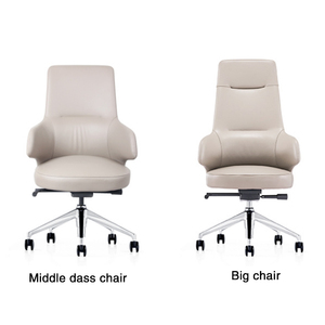 Chaise de bureau de direction de luxe ergonomique en cuir PU, pivotante, avec base en acier robuste et roulettes, pour conférence - Product Image 4
