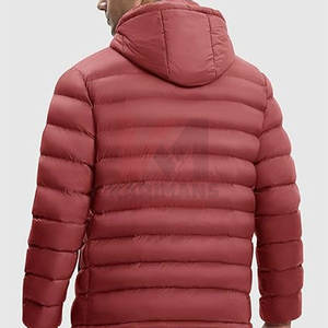 Chaqueta hinchada ligera empacable para hombre con capucha desmontable Abrigo de invierno aislado resistente al agua con puños elásticos - Product Image 3