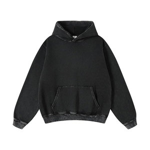 Independent Trading Co Sudadera con capucha de invierno 100% algodón pigmento negro teñido con diseño bordado - Product Image 1